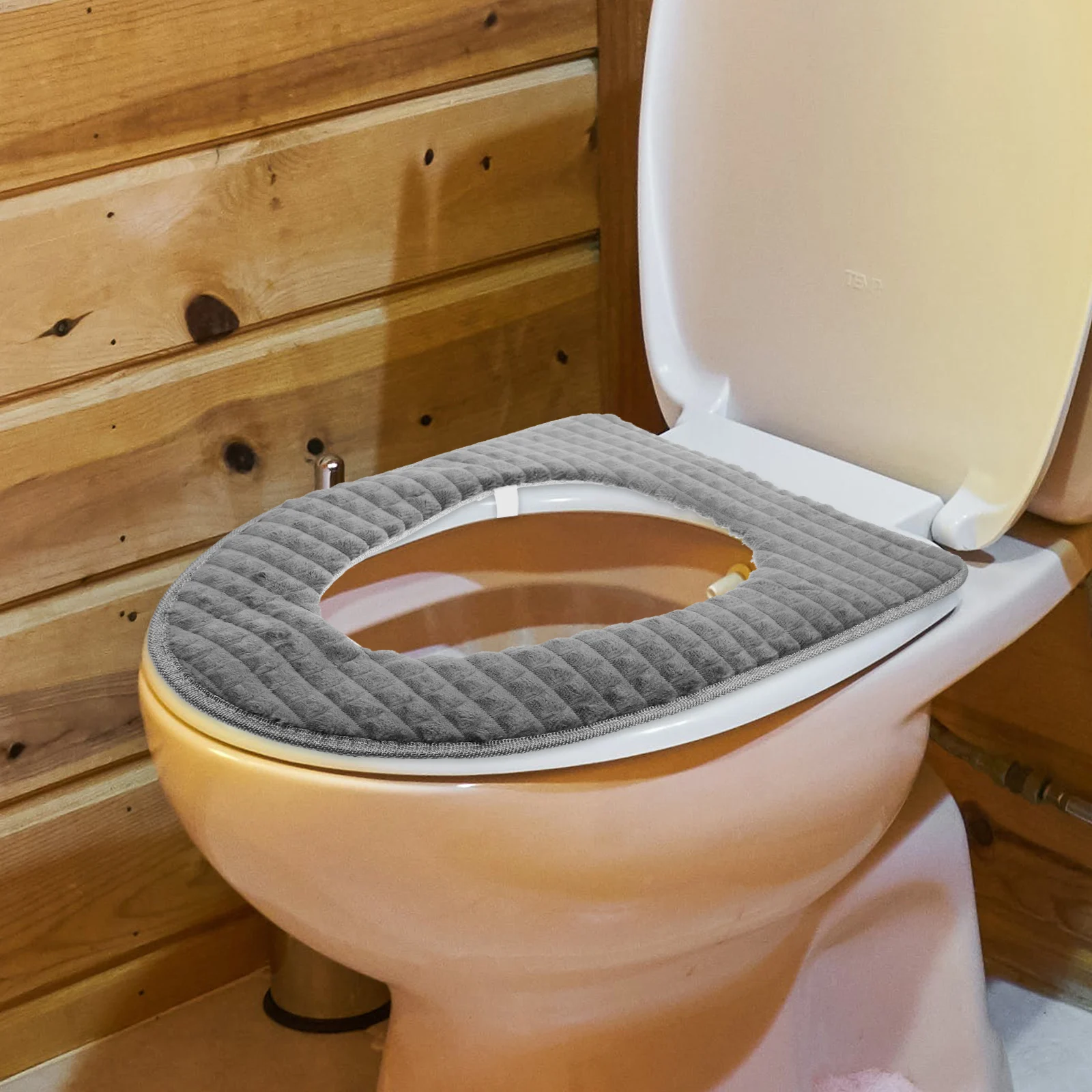 

1Pcs Warm Toilet Seat Cover Pad Zipper Closure Not Easy to Fall Off Chic Design Fits Most Round Seats Home Hotel Office