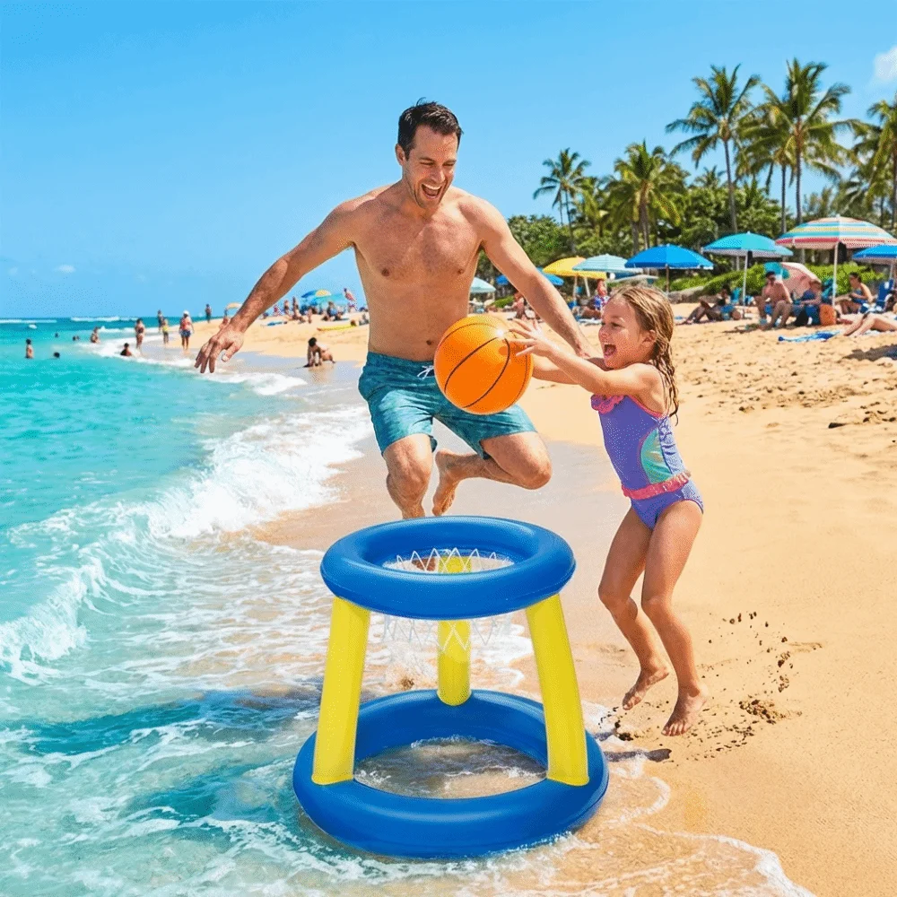 

Надувной плавающий баскетбольный кольцо-мишень с мячом, интерактивные надувные игрушки для пляжных вечеринок, водные игры, баскетбол на воде