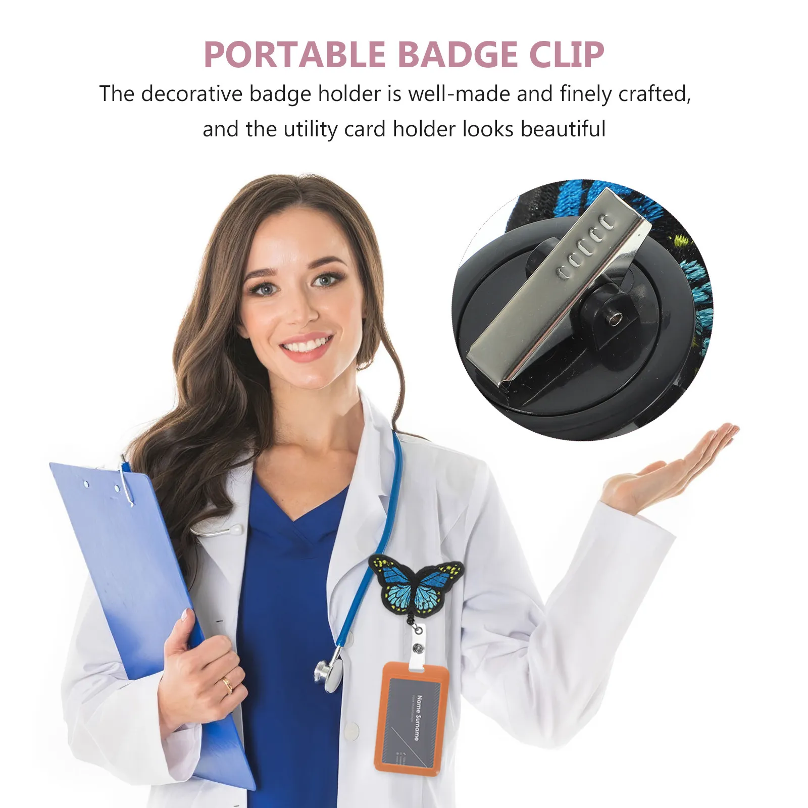 Nurse Badge Clips 4 Pack ABS Plastic Non Slip ID Card Holders for Hospital Clinic Medical Staff