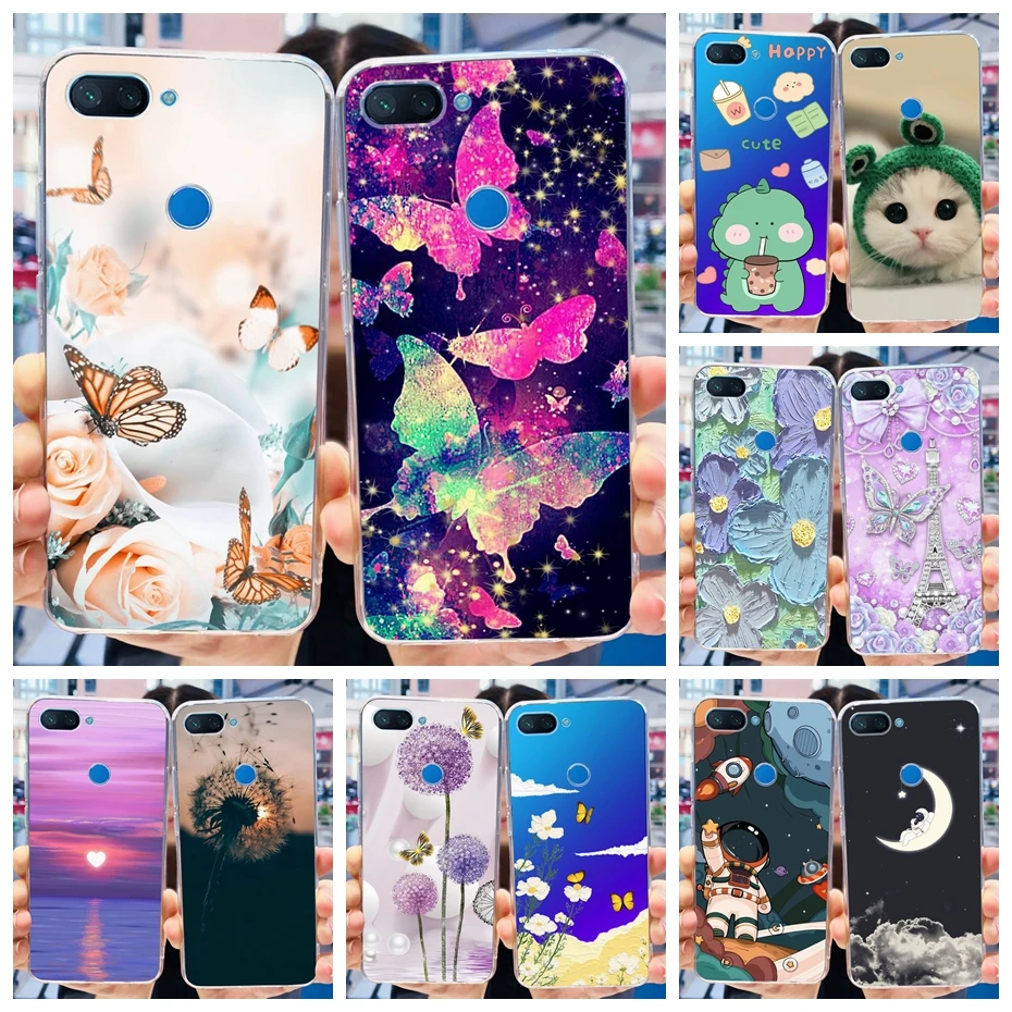 For Xiaomi Mi 8 Lite Mi8 8SE Phone Case Fashion Butterlfy Painted Soft Silicone TPU Back Cover For Xiaomi Mi 8 SE Mi 8Lite