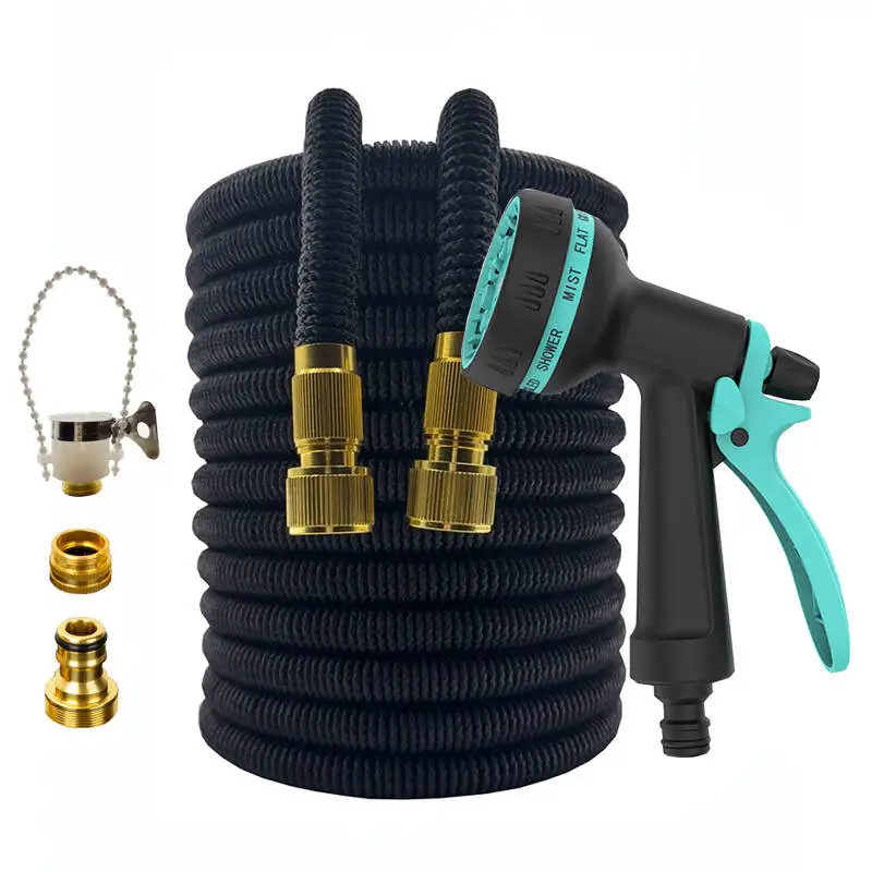 25FT-100FT Tubo magico estensibile Tubo flessibile da giardino Lavaggio auto Pistola ad acqua ad alta pressione Cortile Irrigazione Irrigazione Tubo dell'acqua