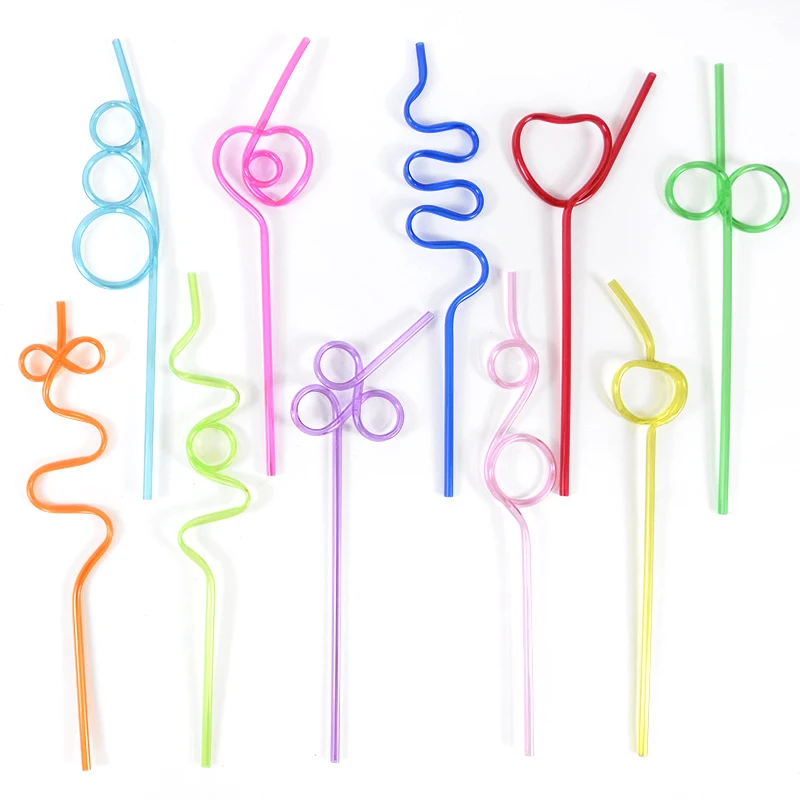 30/10pc Colorful Plastic Drinking Straws Ins Flexible Drinking Tube Kids Birthday Hawaii Party Decoration Bar Drinkware Supplies