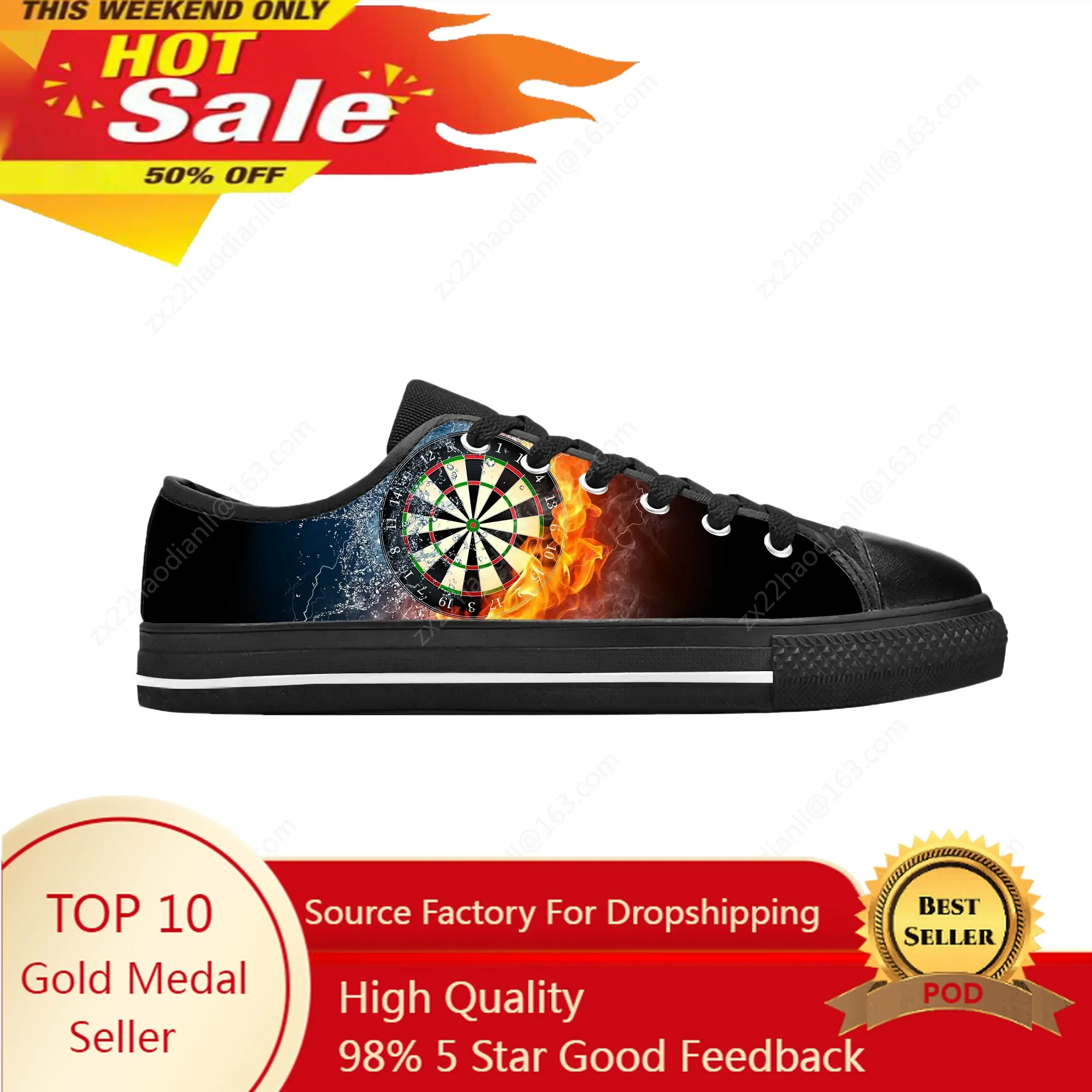Darts Dartboard Dart Board Target Low Top Shoes Game Sport Funny Casual Shoes Comfortable Breathable 3D Print Men Women Sneakers