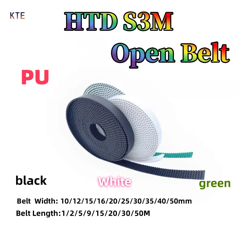 

HTD S3M Открытый ремень ГРМ Ширина 10/12/15/16/20/25/30/35/40/50 мм PU Черный Белый Зеленый Полиуретановая Сталь S3M Открытый Ремень ГРМ