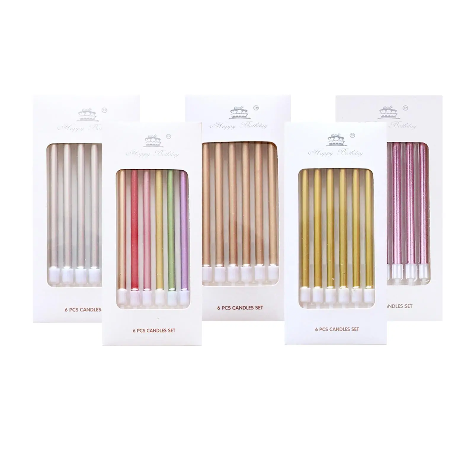 6 Pieces Birthday Candles in Holders Shower Anniversary Photo Prop