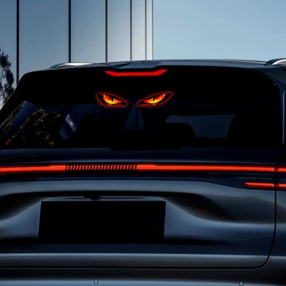 Solar Powered Car Neon Light Demon Eye Ambient Atmosphere Lamp Wireless Rechargeable LED Auto Decorative Light Car Decoratin view 4