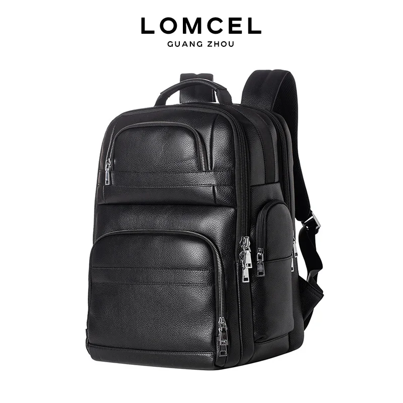 LOMCEL 1 New model travel backpack made of genuine leather, suitable for men for business trips and office use, large capacity