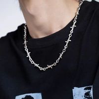 Punk Retro Spiked Metal Knot Chain Small Thorn Necklace For Men and Women Cool Hip-hop Fashion Jewelry Gifts