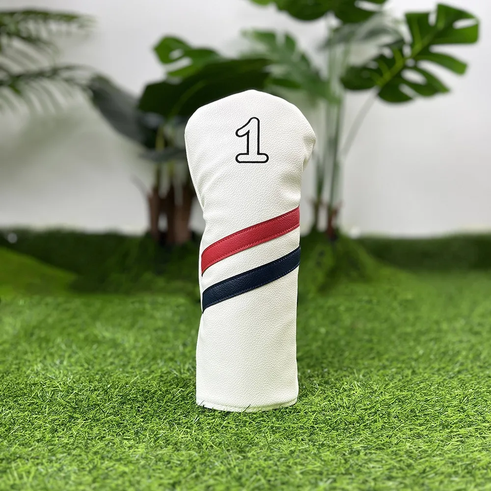 

Double Line Golf Head Cover Digital Label PU Leather Golf Club Protector Sports Style Waterproof Wood Headcover Fairway Driver