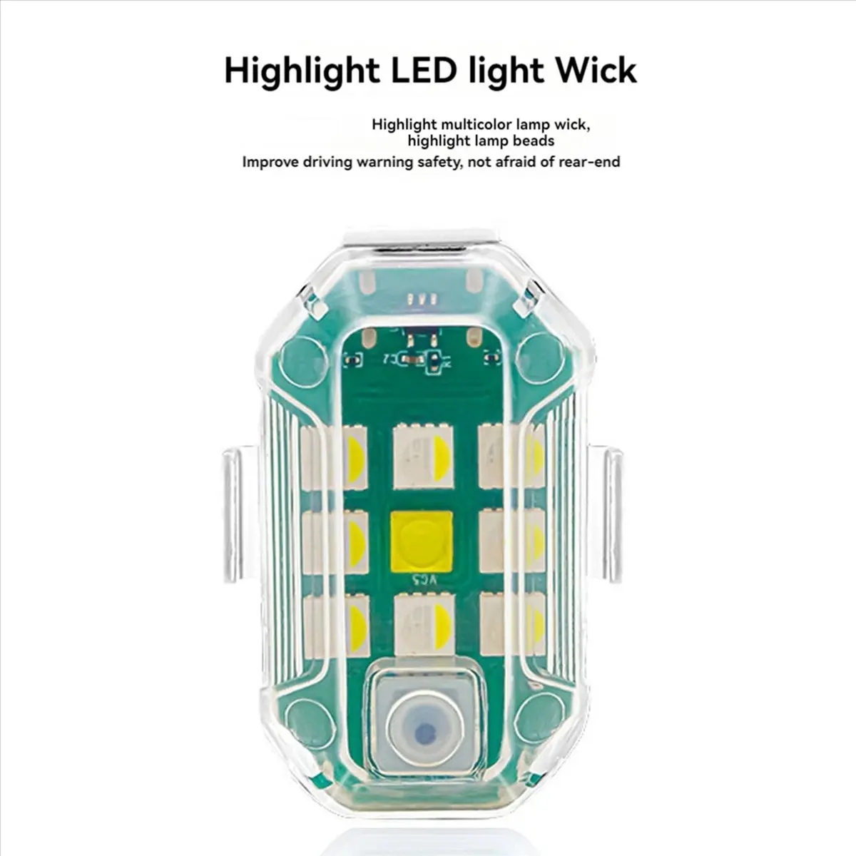*N21R 8 قطع أضواء ستروب لاسلكية مع جهاز تحكم عن بعد، 7 ألوان USB قابلة لإعادة الشحن أضواء وامضة عالية السطوع للسيارة
