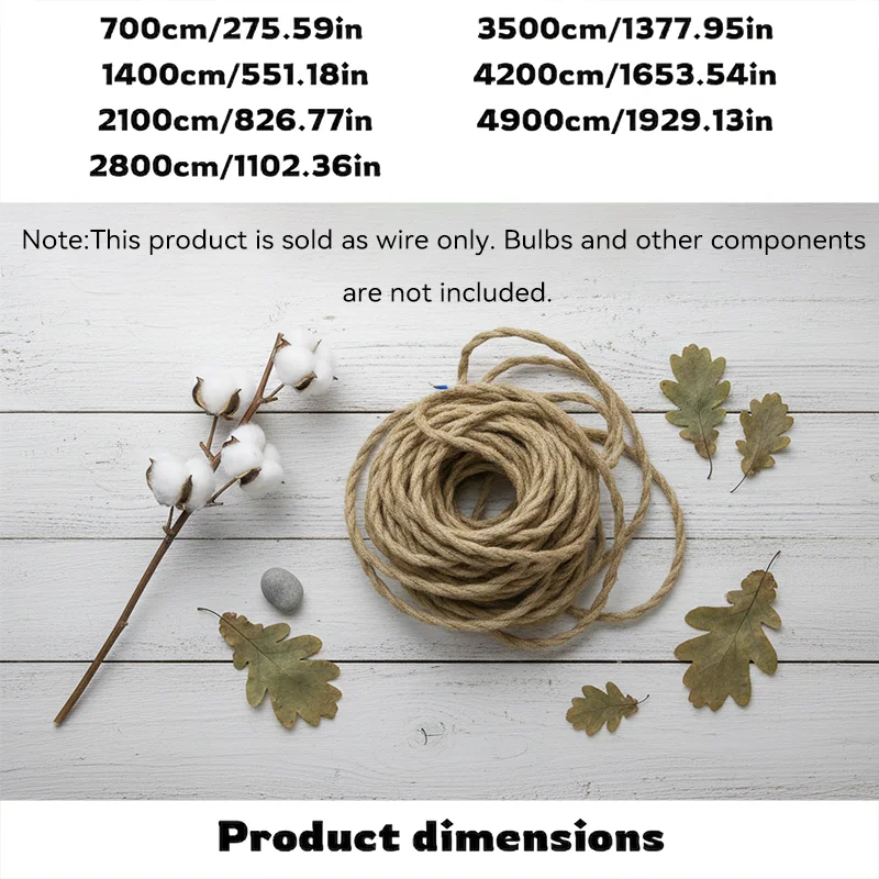 Jute Braided Electrical Wire, Vintage Retro Lamp Cord, DIY Pendant Light Cafe Bar