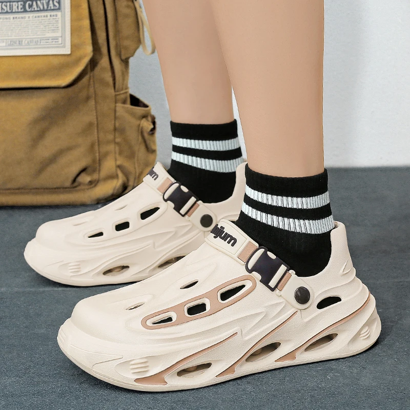 Herren Sommer Outdoor Slip-On Anti-Rutsch Verschleißfeste Fahrer-Sandalen EVA Flache Hausschuhe Atmungsaktive Bequeme Pantoffeln