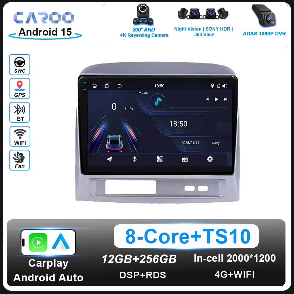 

Android 15 Carplay For Toyota Vios 2004 -2007 Auto High-Performance CPU Multimedia Video Player Wireless Carplay NO 2DIN DVD 4G