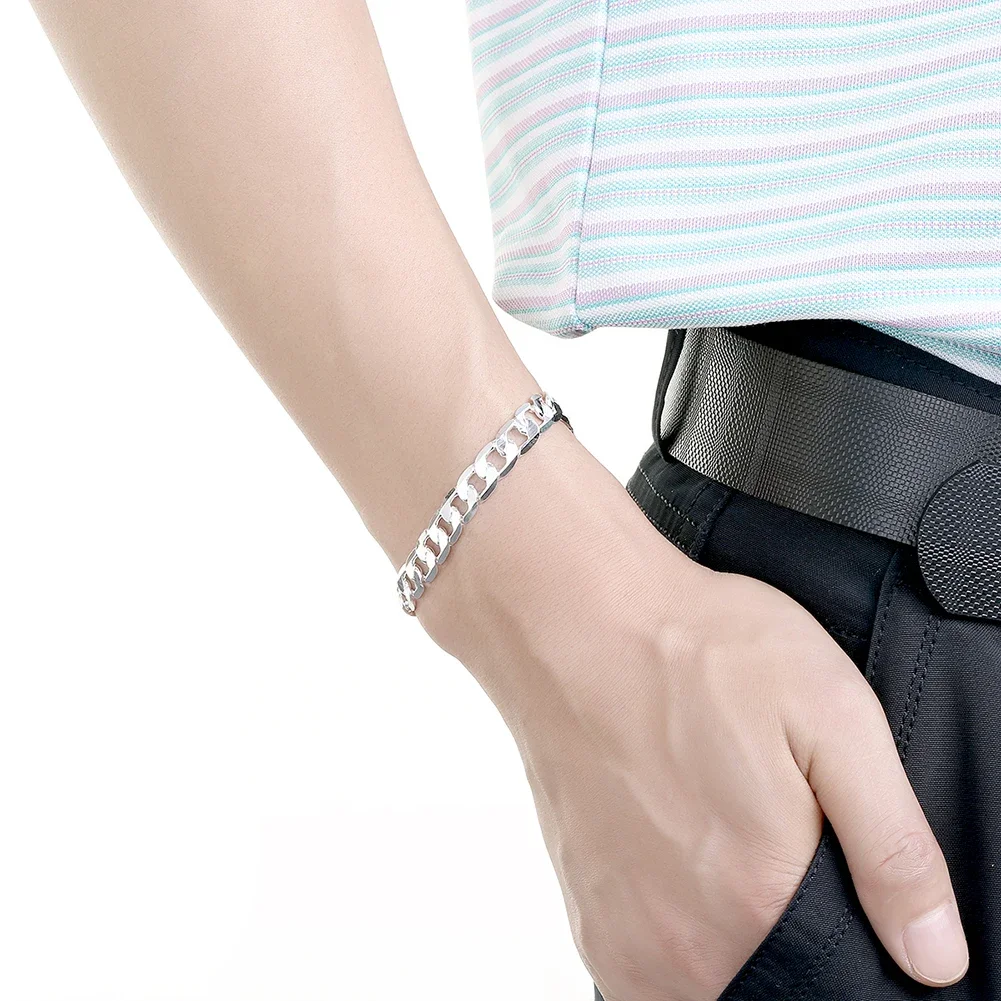 سلسلة كلاسيكية من الفضة الإسترلينية للرجال والنساء ، أساور وقلادة ، طقم مجوهرات ساحر ، هدايا زفاف ، موضة ، 6: 1.8 #6