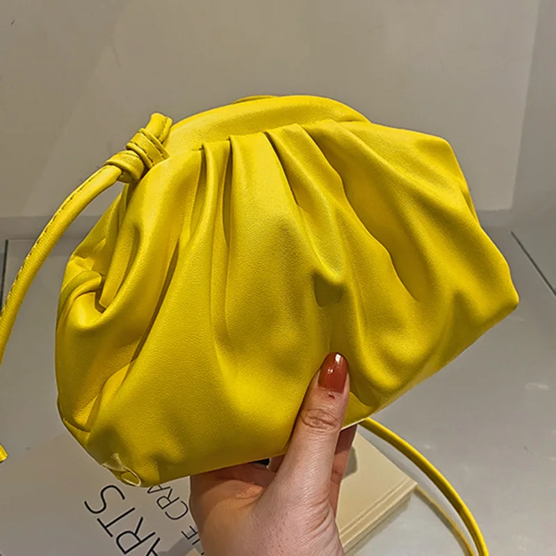 Simple Women Cloud Messenger Bag All-match Ladies Yellow Blue PU Leather Crossbody Bag Female Evening Party Clutches And Purse