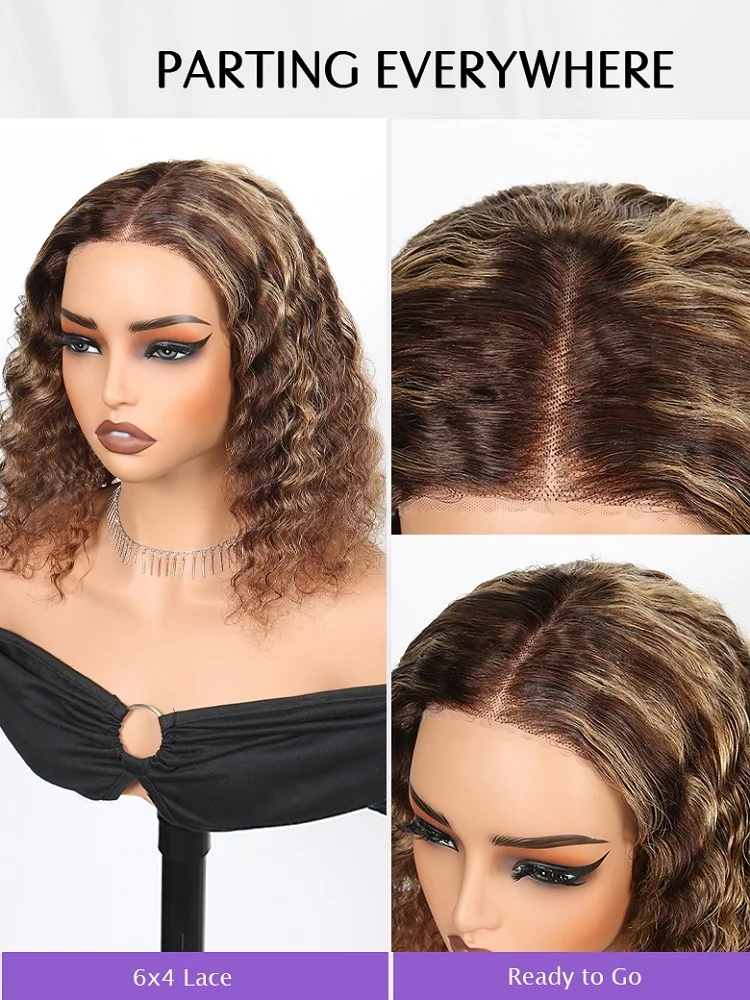 

Ombre Bob Wig Human Hair 200% Density Deep Wave Wg Highlight Bob Lace Front Wigs Human Hair Balayage Glueless Wigs Human Hair