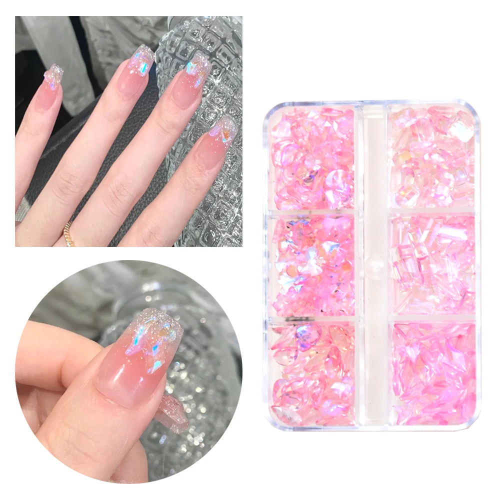 

400/100Pc Irregular Crystal Rhinsetone Nail Charm Mixed-Size Resin Flatback Jewelry Aurora Glass Gems Stone Parts Manicure Decor