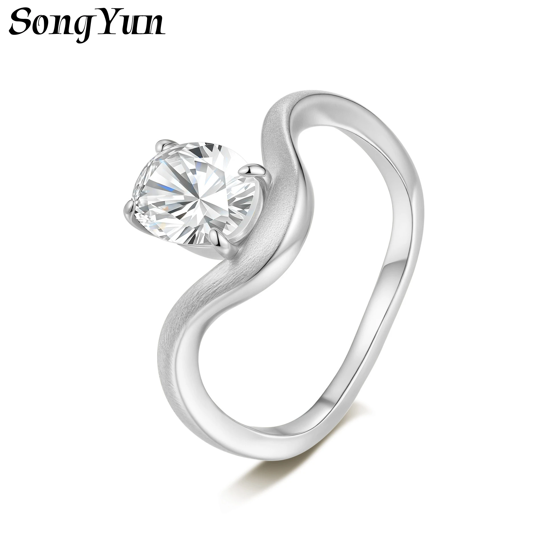 

SongYun Jewelry 925 Sterling Silver Ring Moissanite D Color VVS1 Fine Women Solid 925 Sterling Silver Rings Diamond Accessories