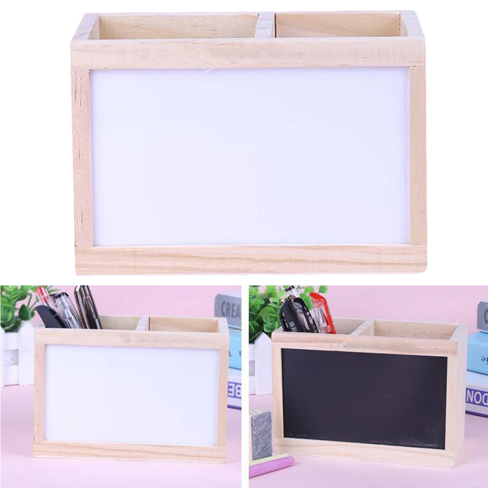 

Creative Wooden Desk Organizer with Whiteboard Message Board Multifunctional Stationery Pen Holder for Office Home School