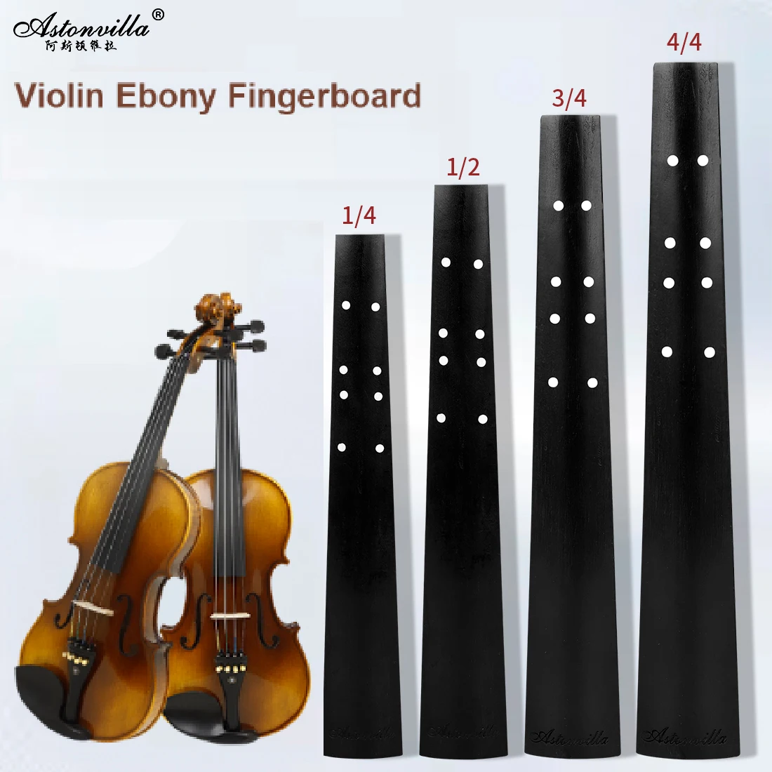 

Astonvilla 4/4 3/4 1/2 1/4 Ebony Violin Fingerboard High Quality Violin Replace Ebony Violin Fingerboard Accessories