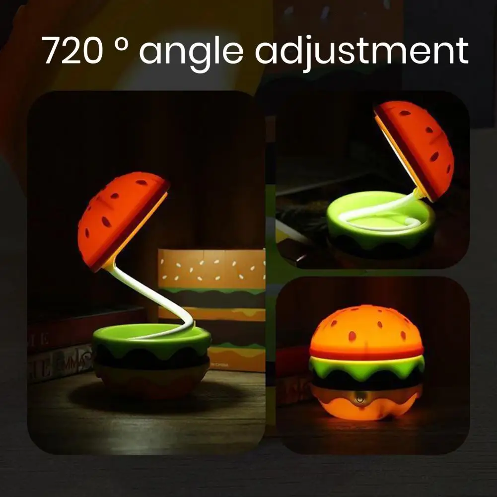 

Hamburger Night Light Portable Adjustable Led Table Night Lamp Cute Hamburger Light with High Brightness Foldable for Bedroom