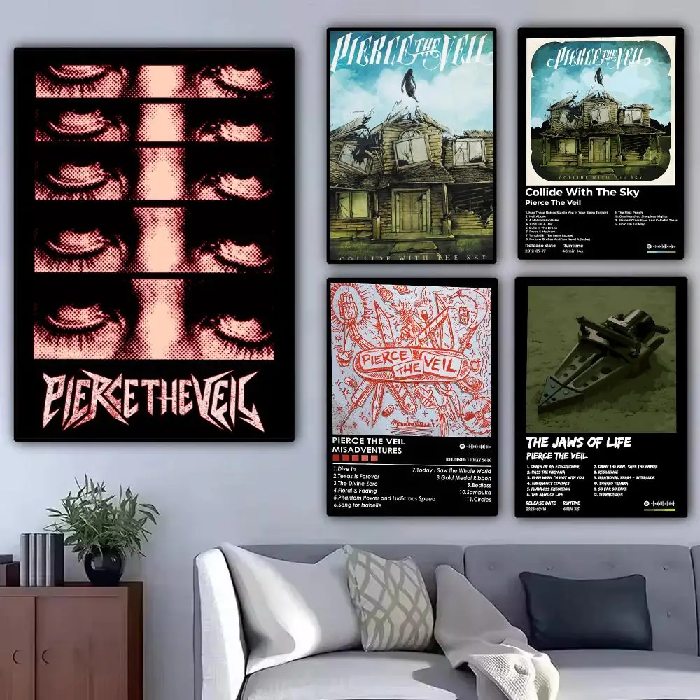 Rcok Band P-Pierce The Veil Painting Calligraphy Modern Canvas Poster Wall Art Aesthetic Bedroom Decor for Cafe Home Gift