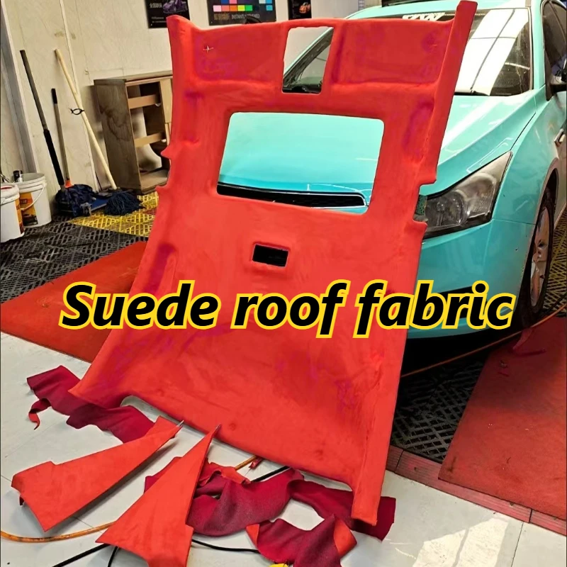 Car Roof Upholstery Fabric Suede Cloth Foam Back for Automotive Upholstery Interior Ceiling Trim Protect Broken Faded Fabrics