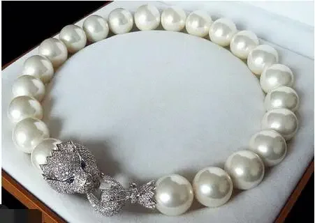 

White 16MM AAA ROUND SOUTH SEA SHELL PEARL NECKLACE jewelry