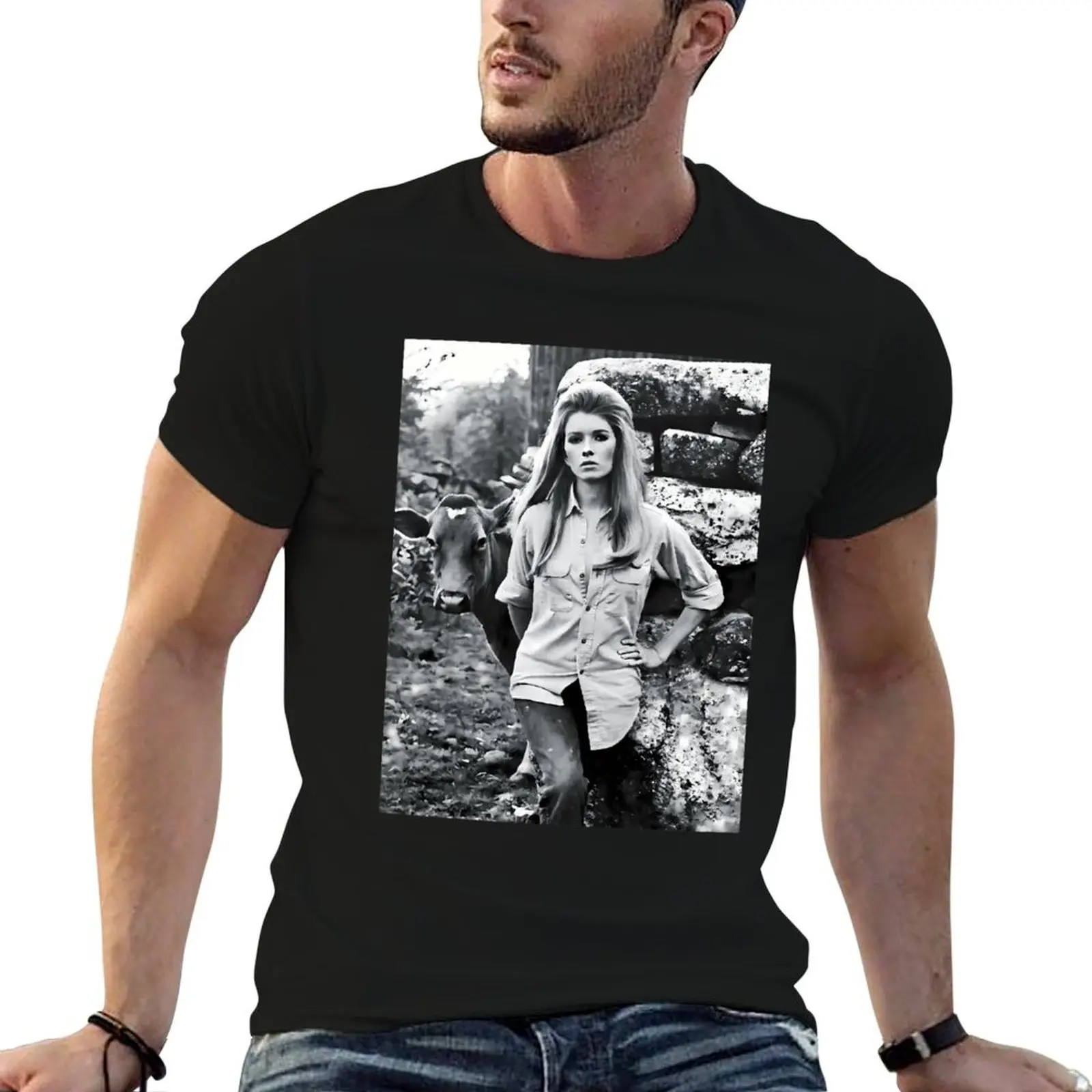 Camiseta masculina de algodão com estampa de vaca e jovem Martha Stewart, camiseta de anime para homem