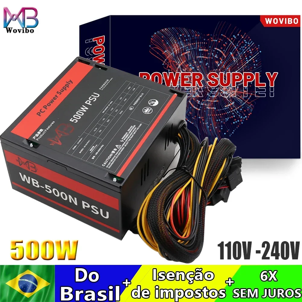 Wovibo Fonte PC Power Supply PSU Rated 500W 80plus 120mm Fan Gaming 220V 110V ATX Computer Fuente De Alimentacion Source