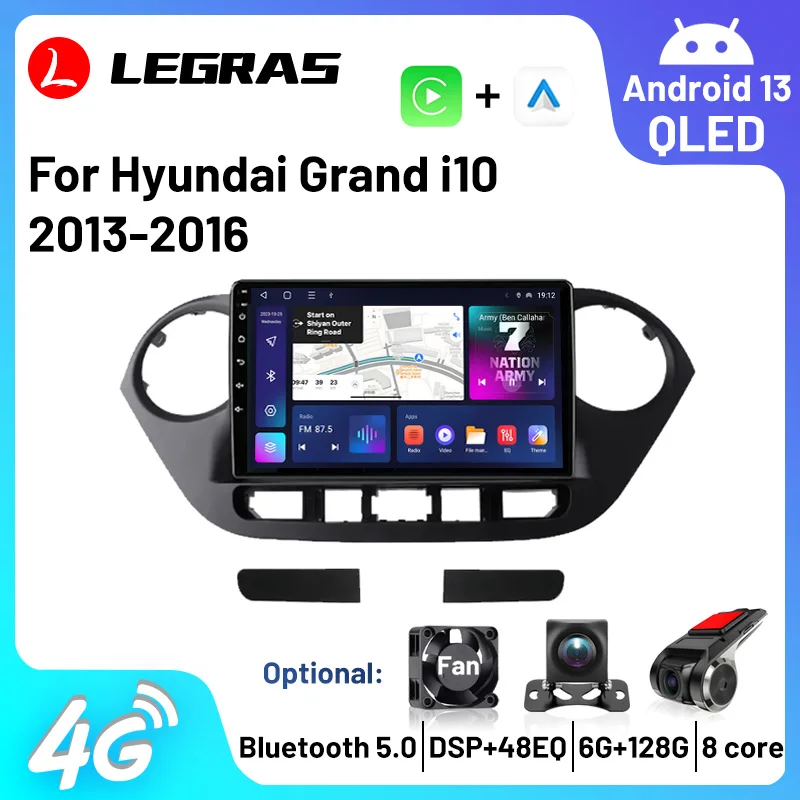 

2Din Car Radio 4G Android 13 Multimedia Player GPS Navigation Stereo Carplay Bluetooth Autoradio For Hyundai Grand i10 2013-2016