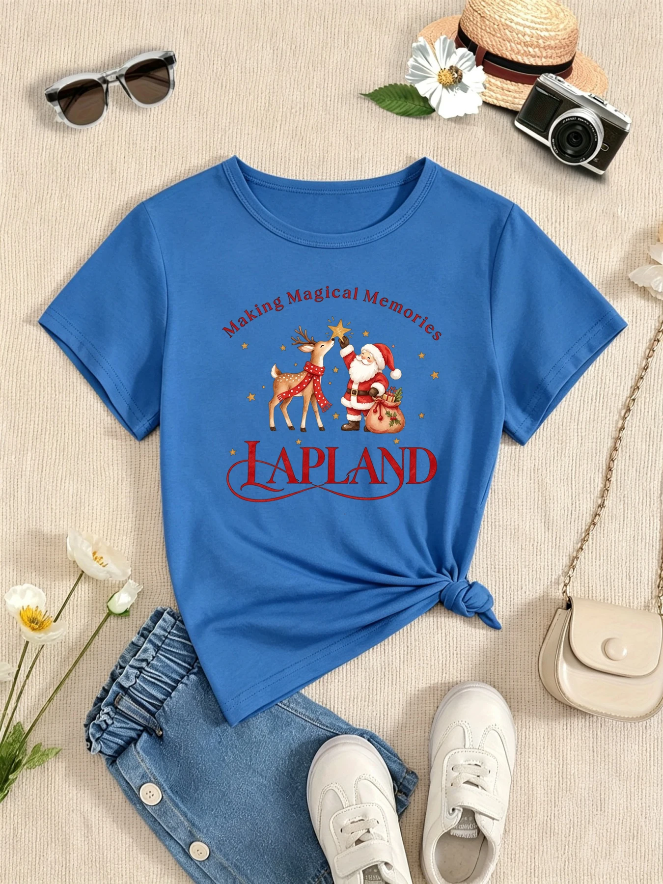 Making Magical Memories Lapland 2026 Santa Claus'S Reindeer Printed T Shirt Girls/Boys Christmas Gift T-Shirt Funny Kids Clothes