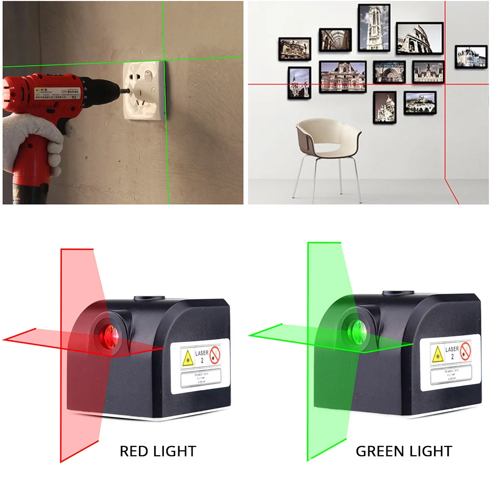 Mini Protable Laser Level Cross Line Laser Vertical and Horizontal Line for Picture Hanging Magnetic Adsorption and USB Charging