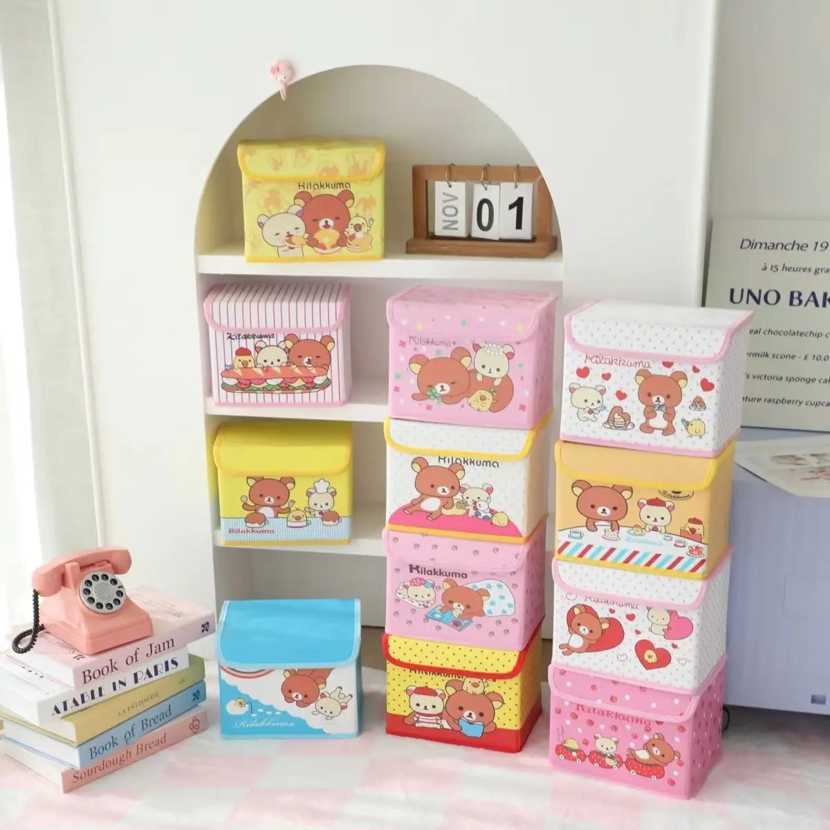 

Cartoon rilakkuma cute leather storage box snacks household clothes toys sorting storage box foldable storage box with lid