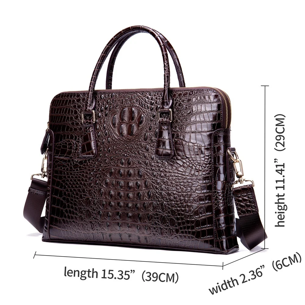 Bag Men's Genuine Leather Laptop Briefcase Fashion Crocodile Pattern Office For Men Porte Document