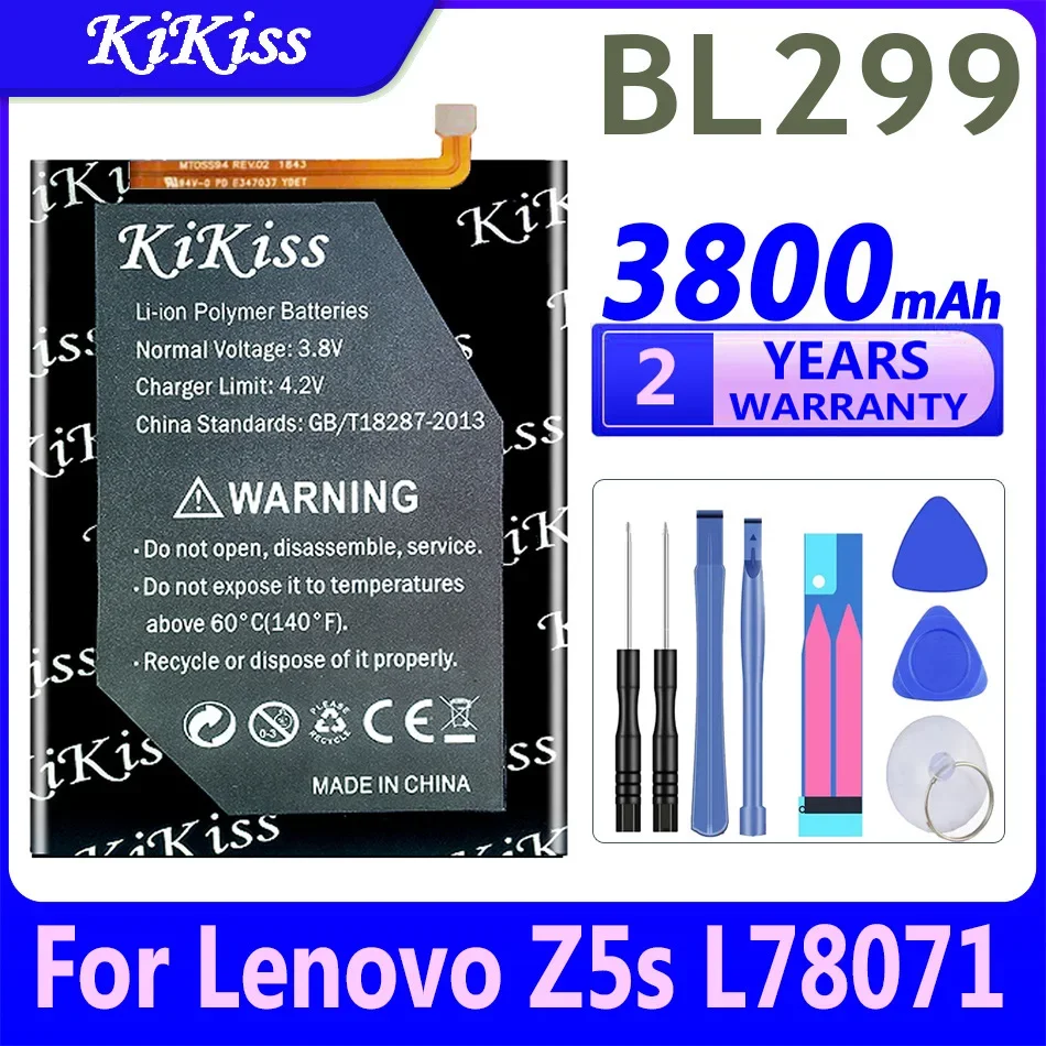 

Аккумулятор KiKiss 3800 мАч BL299 для Lenovo Z5s L78071 6,3 дюйма Z5 s BL 299 фотоаккумулятор + Инструменты