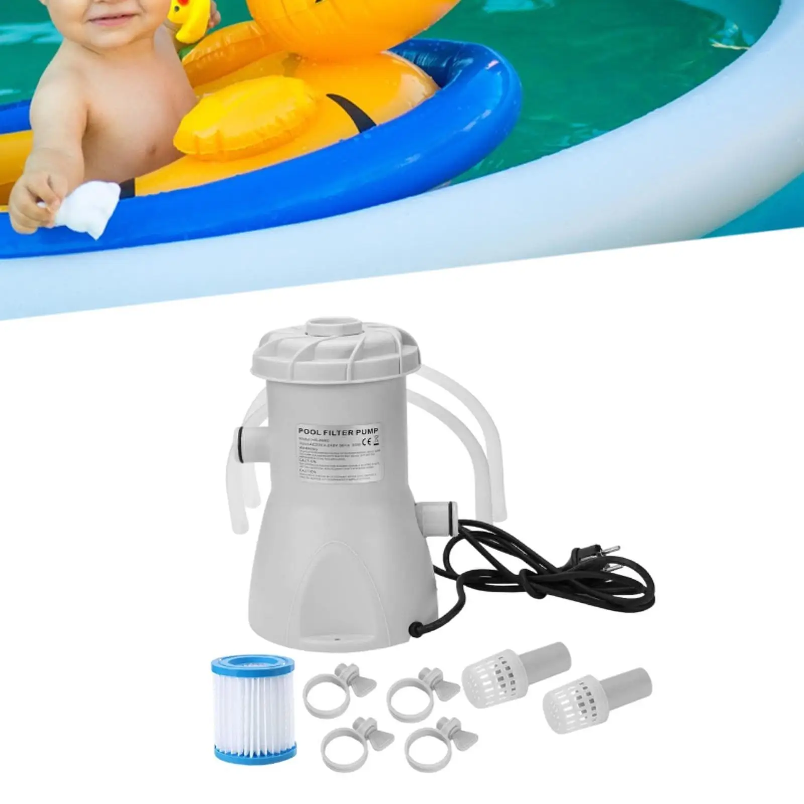 

530 Gallon above Ground Pool Pump UK 220V Plug Simple Assembly Accessory 30W