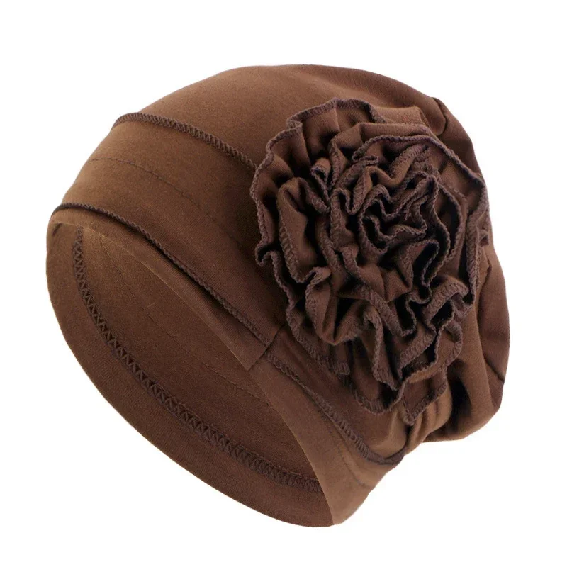 2025 여성 모자 봄 여름 꽃 비니 모자 이슬람 스트레치 터번 모자 모자 탈모 모자를 쓰고 있죠 Hijab 모자 Headwrap Headwear