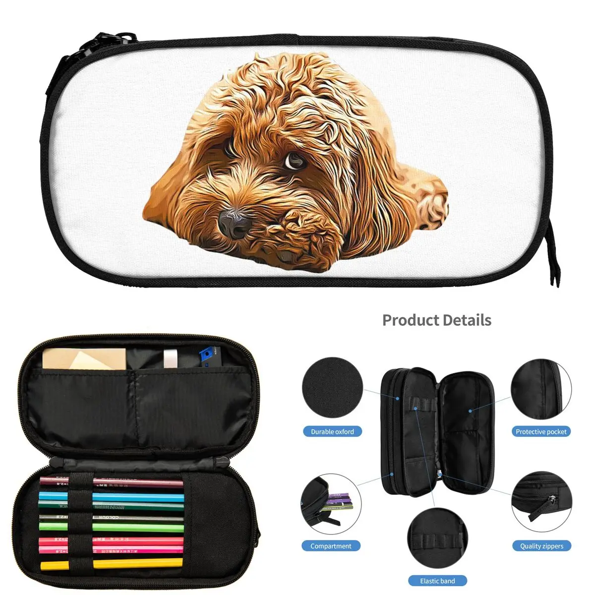 

Cavapoo Cavoodle Cockerpoo Puppy Designer Dog Poodle Mix Pencil Cases Student School Pen Box Pencil Bag Pencil Pouch Pen Holder