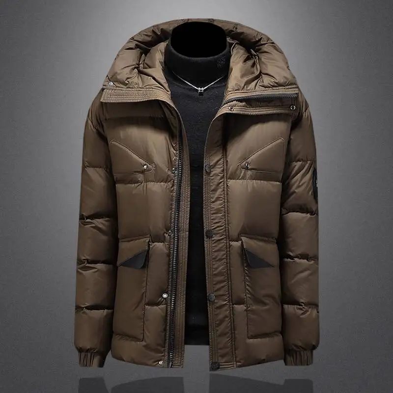 

Autumn New Outwear Windproof Hat Hooded Parka Jacket Men Top Quality Winter Hooded Jackets Mens Solid Color Down Jacket Men