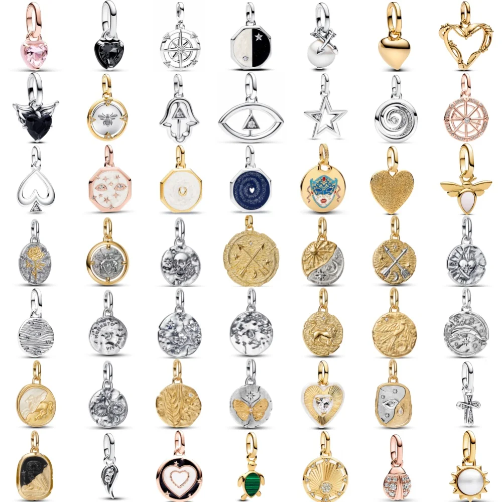925 Sterling Silver Charms Compass Evil Eye Bee Sun Moon Turtle Beads Fit Snake Chain ME Bracelet Women DIY Jewelry Making Gift