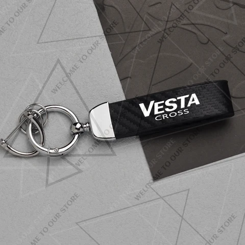 Новый классический автомобильный брелок с логотипом Lada Vesta Cross из углеродного волокна, держатель для ключей, автоаксессуары
