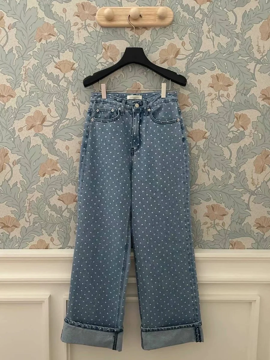 High Waist Loose Straight Leg Super Long Light Blue Waed Denim Jeans PREON Work Sle Spring Faion Ladies Premium Jeans