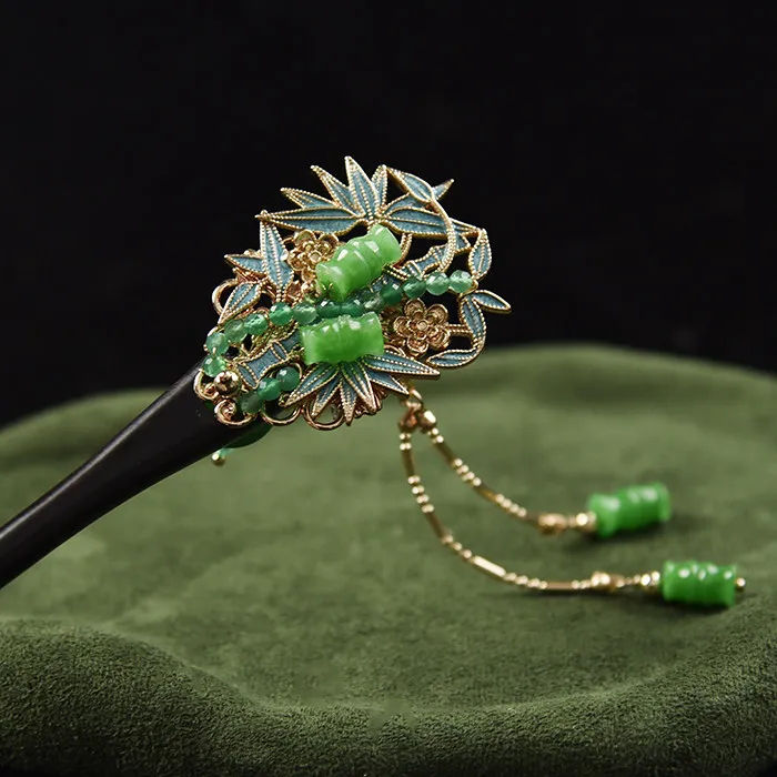 Chinese Style Sandalwood Hairpin for Hanfu Qipao and Ma Mian Skirt headress Simple Daily Bun Hairstyle Accessory