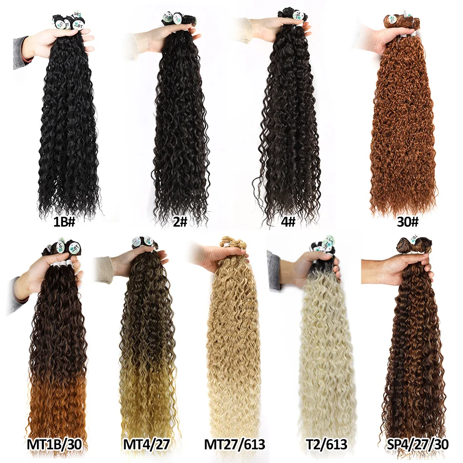 Meepo Synthetic Curly Organic Hair Bundles Human Hair Feeling 70-80cm Super Long Natural Hair Extension Water Weave Ombre Color