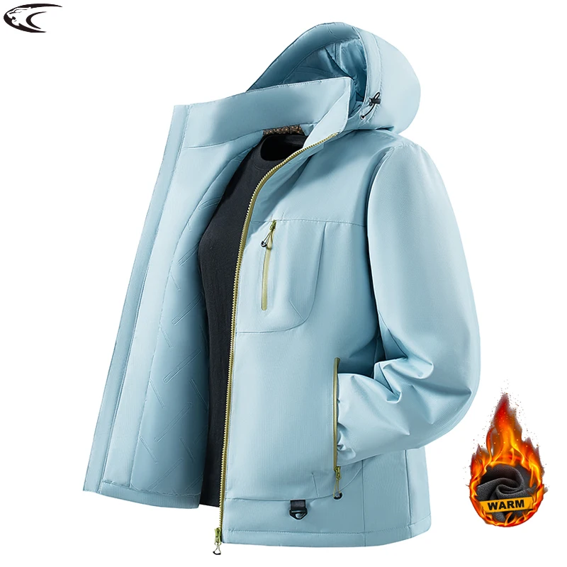 

LNGXO Women Waterproof Fleece Jacket Graphene Inner Winter Windproof Thermal Windbreaker Hiking Camping Skiing Climbing Raincoat