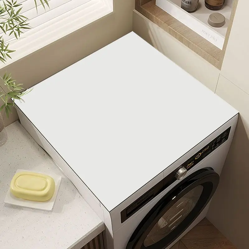 VIKAMA Solid White Washing Machine Top Cover Mat Washer Dryer Top Protector Pad Dust Proof Non Slip Laundry Room Cover