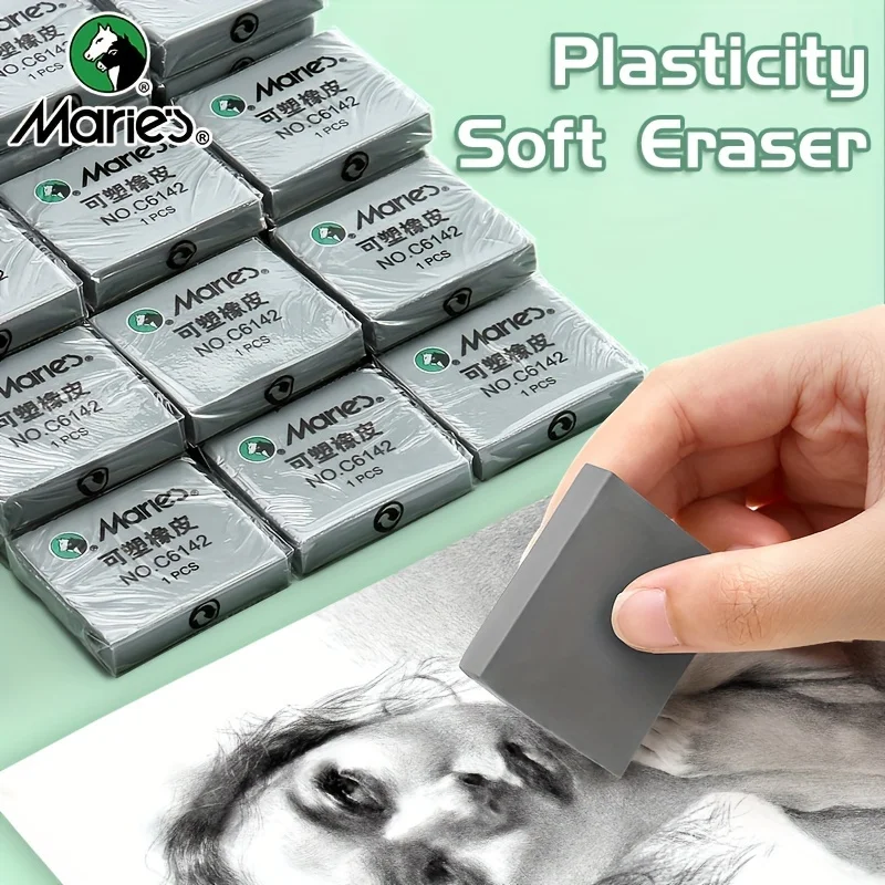 Marie\'s 2/4/6pcs Grey Plasticity Erasers Kneaded Rubber for Blend, Highlight, Shade, Smooth, Sketching, Drawing for Adults