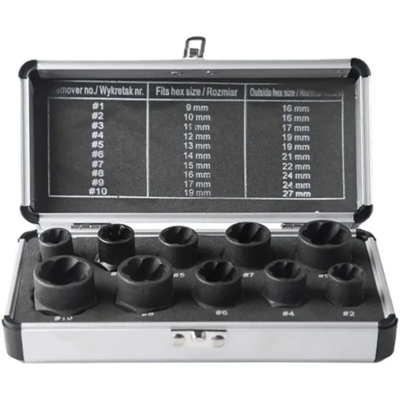 مجموعة أدوات مزيل المسمار مع حقيبة تخزين صلبة ، إزالة التالفة ، مسامير صدئة ، مجموعة الارتفاع ، 10 أو