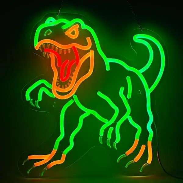 

Dinosaur Neon Wall Sign Dimmable T-Rex LED Light for Jurassic Party Game Room Boys Bedroom Halloween Decor Spooky Gift for Teens
